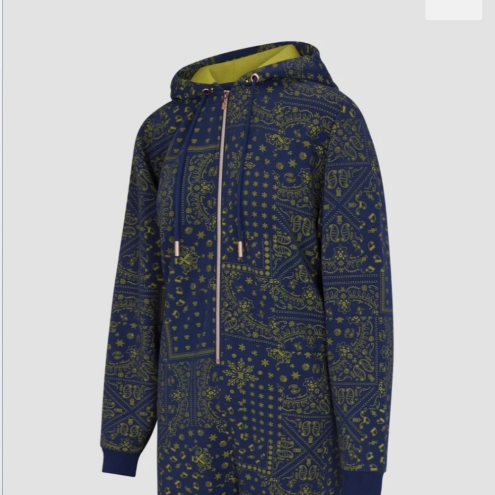 Navy Blue/Sage Day Green Holly Daze Print Onesie